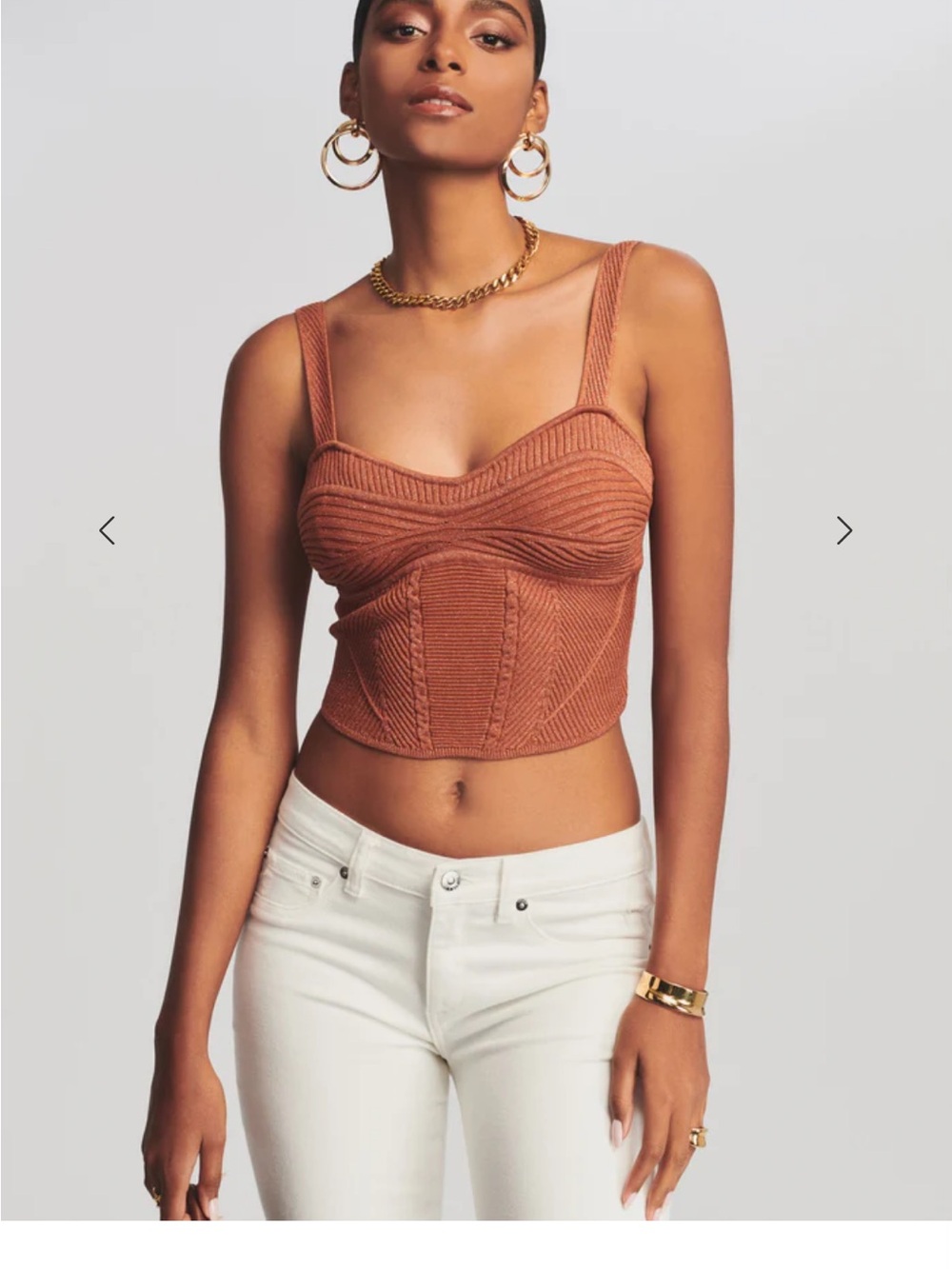 Retrofete Geneva Rust Ribbed Corset Crop Top sz S nwot